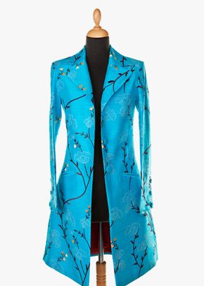 Silk Coat Women Grace Brilliant Turquoise, Shibumi