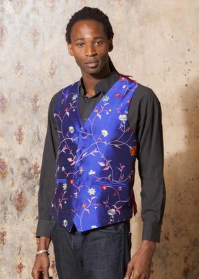 Silk Waistcoat Men African Cobalt, Shibumi Groomswear