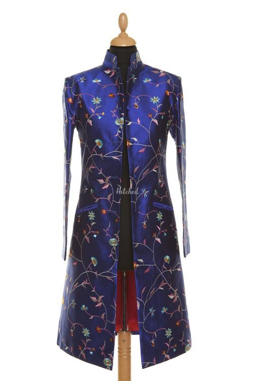 Silk Coat Women Nehru African Cobalt, Shibumi