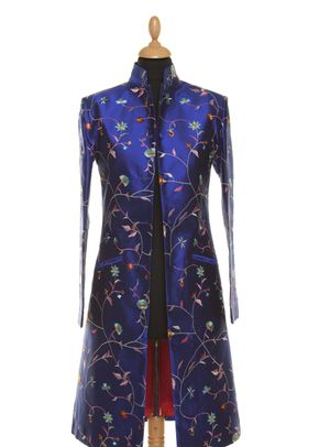 Silk Coat Women Nehru African Cobalt, Shibumi