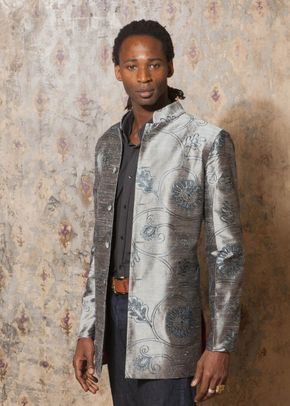 Silk Jacket Men Nehru Mercury, Shibumi Groomswear