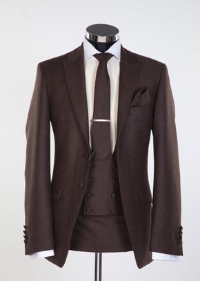 Newbury - Flannel Wool Slim Fitting Wedding Suit in Brown 2, Jack Bunneys