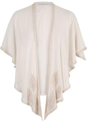 Champagne Zig-Zag Bead Trim Shawl, Chesca