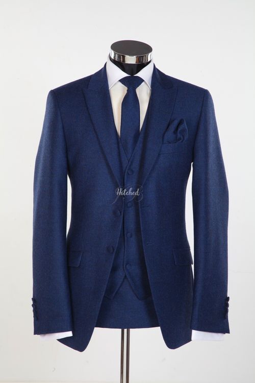 Newbury - Flannel Wool Slim Fitting Wedding Suit in Blue 2, Jack Bunneys