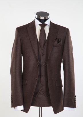 Newbury - Flannel Wool Slim Fitting Wedding Suit in Brown, Jack Bunneys