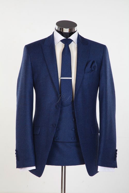 Newbury - Flannel Wool Slim Fitting Wedding Suit in Blue, Jack Bunneys