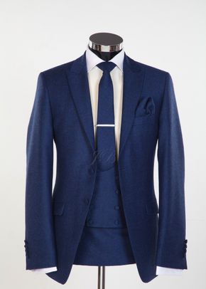 Newbury - Flannel Wool Slim Fitting Wedding Suit in Blue, Jack Bunneys