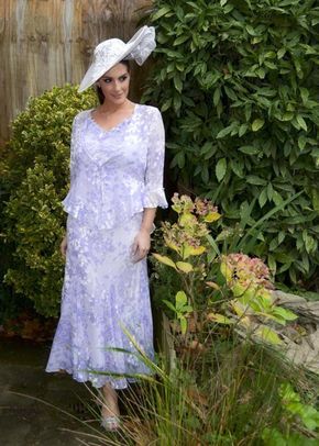 Lilac Lace Cap Devoree Applique & Bead Trim Dress, Chesca