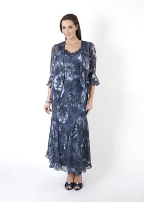 Navy Dusk Floral Applique & Bead Trim Devoree Dress, Chesca