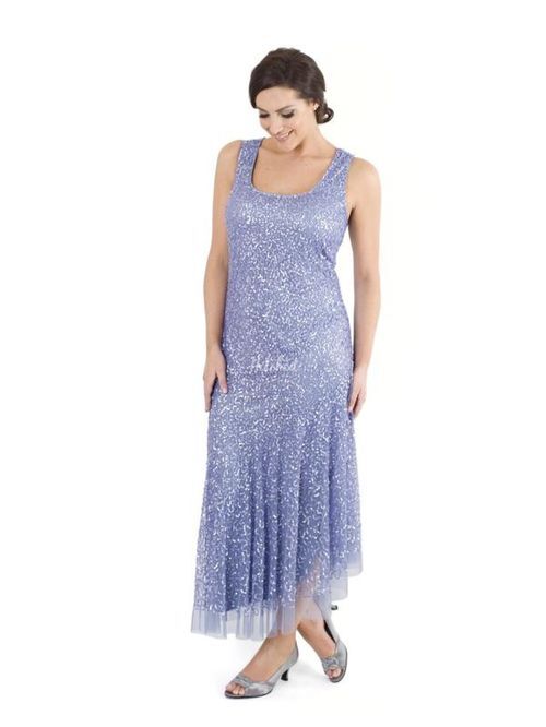 Lilac Matt Vermicelli Sequin Mesh Dress, Chesca