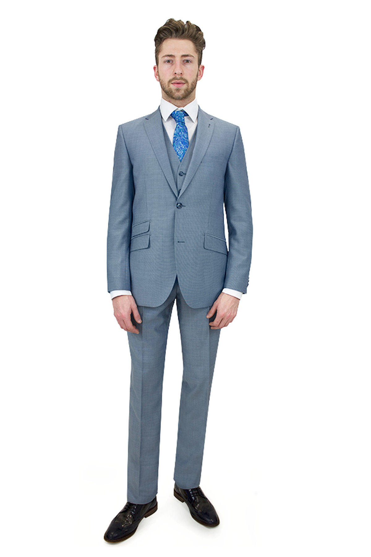 Randolph 3 Piece Light Blue Mens Wedding Suit from Without