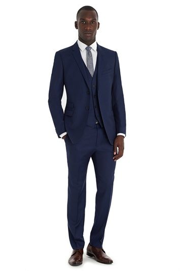 FRENCH CONNECTION SLIM FIT BRIGHT BLUE 3 PIECE SUIT, Moss Bros
