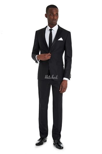 DKNY SLIM FIT BLACK DRESS SUIT, Moss Bros