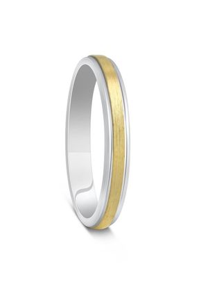 Two Colour Yellow Gold & Argentium Silver Brushed Wedding Ring, House of Diamonds