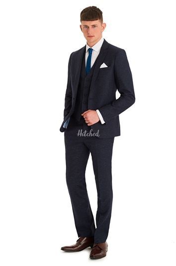 MOSS LONDON SLIM FIT BLUE SPECKLED 3 PIECE SUIT, Moss Bros