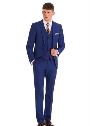 MOSS LONDON SLIM FIT BRIGHT BLUE 3 PIECE SUIT, Moss Bros