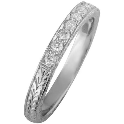 Vintage Engraved Diamond Wedding Ring, London Victorian Ring Co