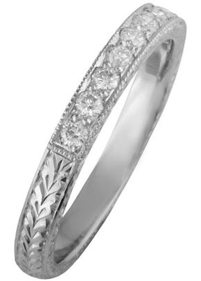 Vintage Engraved Diamond Wedding Ring, London Victorian Ring Co