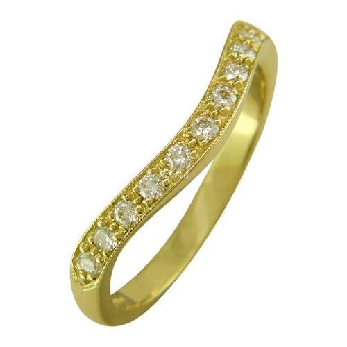 Curved Diamond Wedding Ring in 18ct Yellow Gold, London Victorian Ring Co