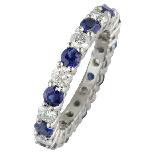 Sapphire and Diamond Wedding/Eternity Ring, London Victorian Ring Co