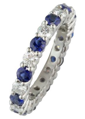 Sapphire and Diamond Wedding/Eternity Ring, London Victorian Ring Co