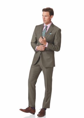 Olive slim fit twill business suit, Charles Tyrwhitt