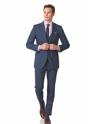 Light blue slim fit step weave suit, Charles Tyrwhitt