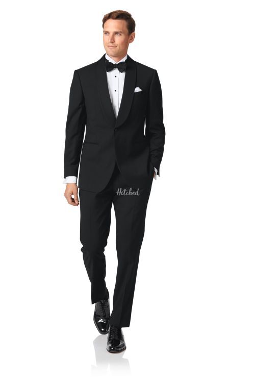 Black slim fit shawl collar dinner suit, Charles Tyrwhitt