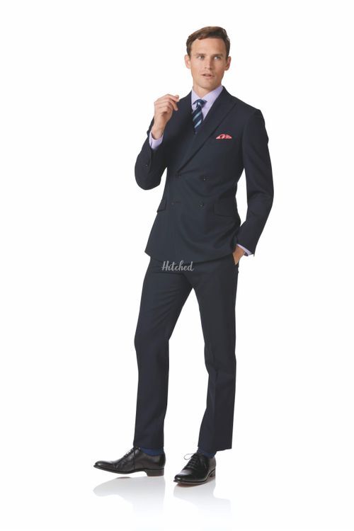 Midnight blue double breasted slim fit merino business suit, Charles Tyrwhitt