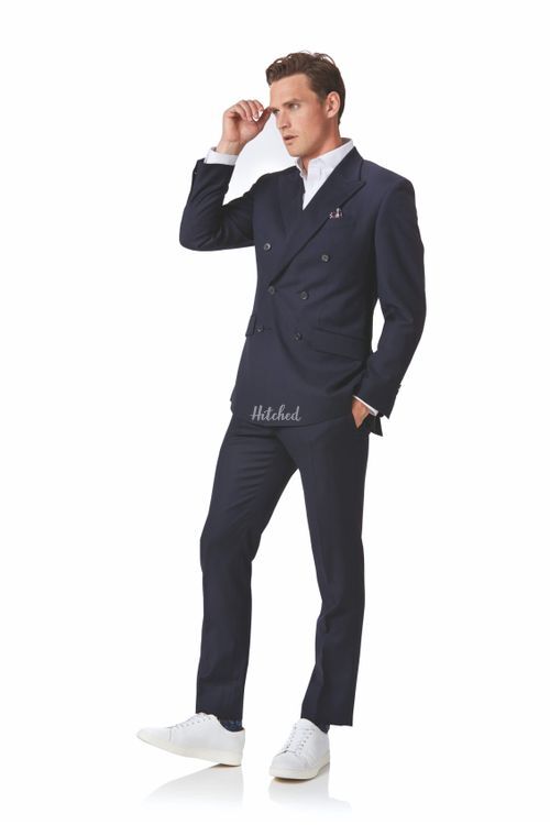 Navy twill slim fit double breasted business suit, Charles Tyrwhitt