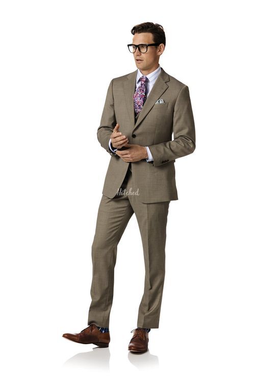 Fawn classic fit twill business suit, Charles Tyrwhitt