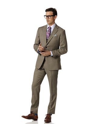 Fawn classic fit twill business suit, Charles Tyrwhitt