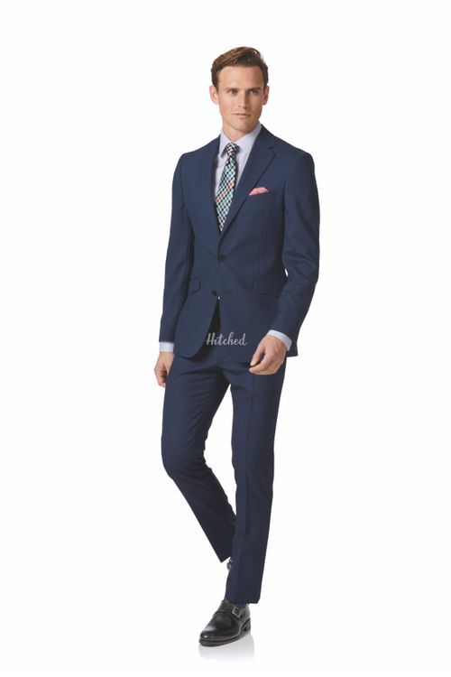Royal blue extra slim fit merino business suit, Charles Tyrwhitt