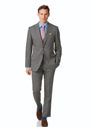 Silver slim fit step weave suit, Charles Tyrwhitt