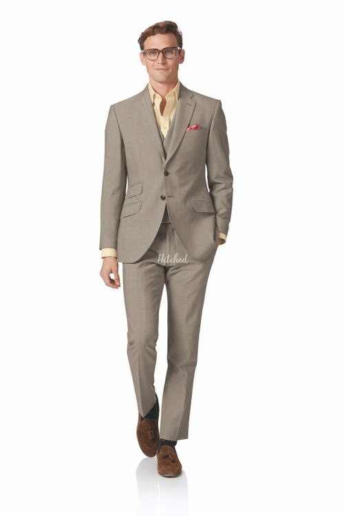 Natural Panama slim fit British suit, Charles Tyrwhitt