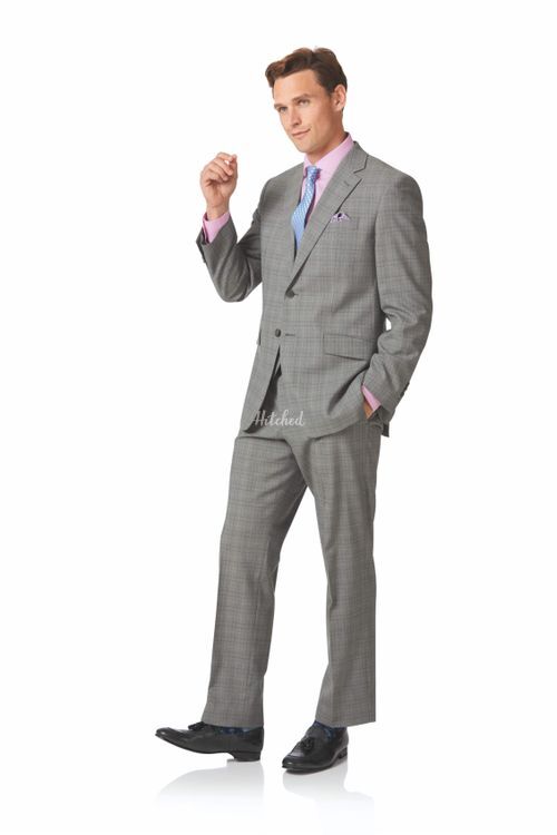 Grey Prince of Wales classic fit panama business suit, Charles Tyrwhitt