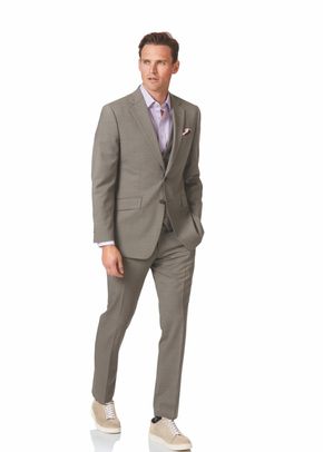 Natural puppytooth slim fit Panama business suit, Charles Tyrwhitt