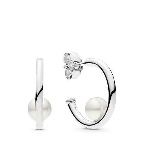 Contemporary Pearl hoop earrings, Pandora