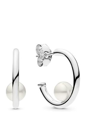 Contemporary Pearl hoop earrings, Pandora