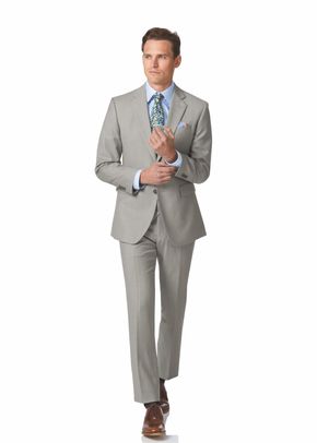 Light grey slim fit twill business suit, Charles Tyrwhitt