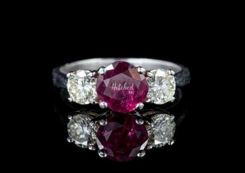 Antique Edwardian Ruby Diamond Trilogy Ring Platinum Circa 1910, Laurelle Antique Jewellery