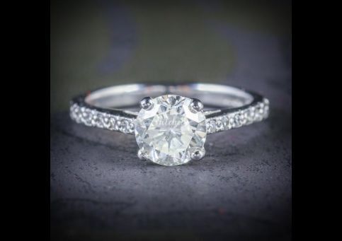 Antique Edwardian Diamond Solitaire Engagement Ring Platinum 1.30ct, Laurelle Antique Jewellery