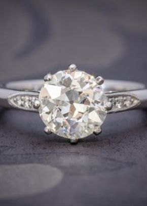 Diamond Solitaire Engagement Ring Platinum 1.80ct Diamond, Laurelle Antique Jewellery