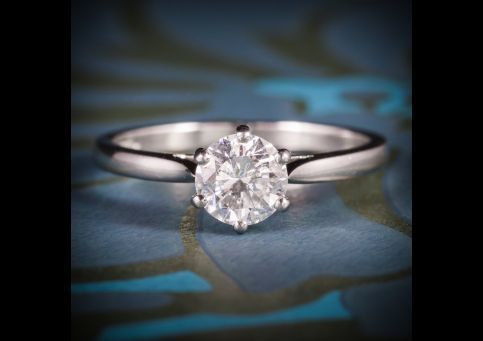 Diamond Solitaire Engagement Ring Platinum Full Certified VS1 F Colour, Laurelle Antique Jewellery