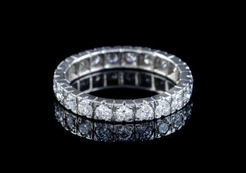 Vintage French Diamond Full Eternity Ring Platinum 2.20ct of Diamond Circa 1920, Laurelle Antique Jewellery