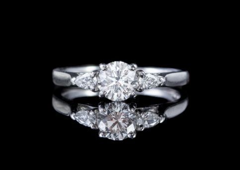 Vintage Diamond Trilogy Ring Platinum 1.01ct VS Clarity G Colour Diamonds Cert, Laurelle Antique Jewellery