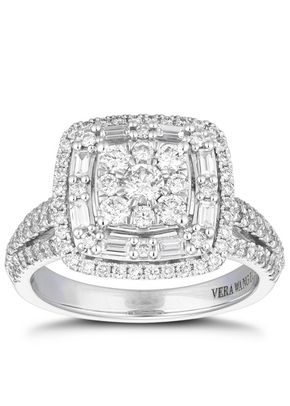 Vera Wang 18ct White Gold 1ct Total Diamond Baguette Ring, Ernest Jones