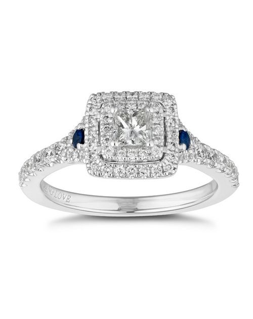 Vera Wang 18ct White Gold Sapphire & 0.70ct Diamond Ring Wedding Ring ...