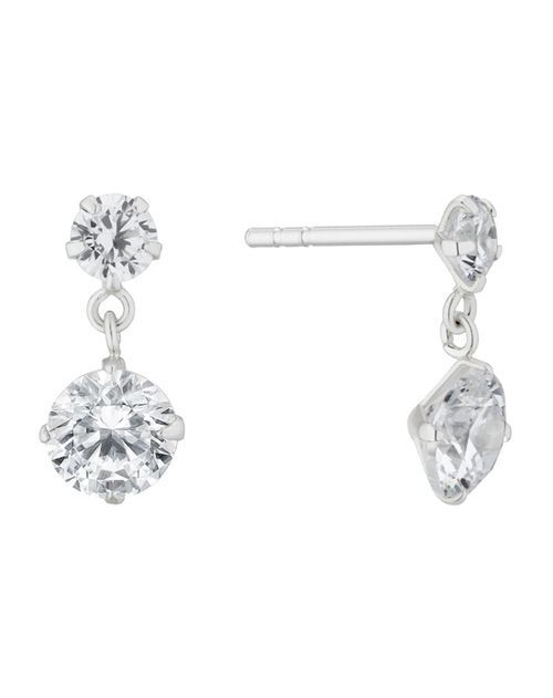 Silver Cubic Zirconia Round Drop Earrings, H.Samuel