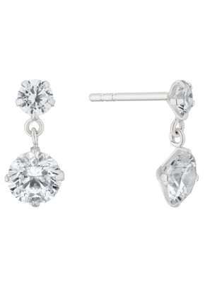 Silver Cubic Zirconia Round Drop Earrings, H.Samuel